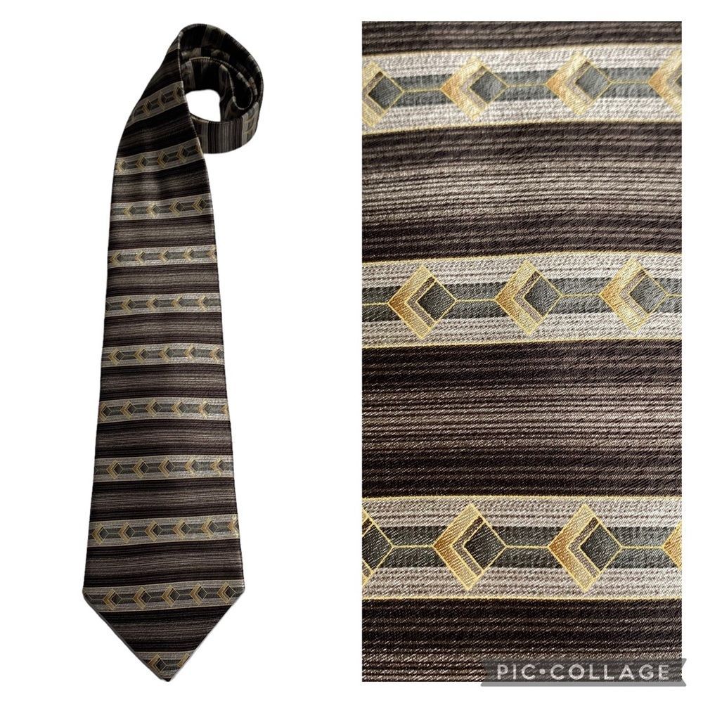 NWT Vintage Stafford Executive 100% Silk Tie Stripes Neutrals New Old Stock